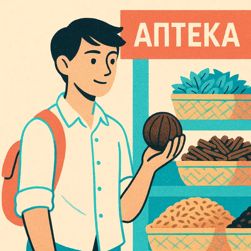 Иллюстрация к заметке: На рынке в отделе бакалеи продают коричневые круглые шары