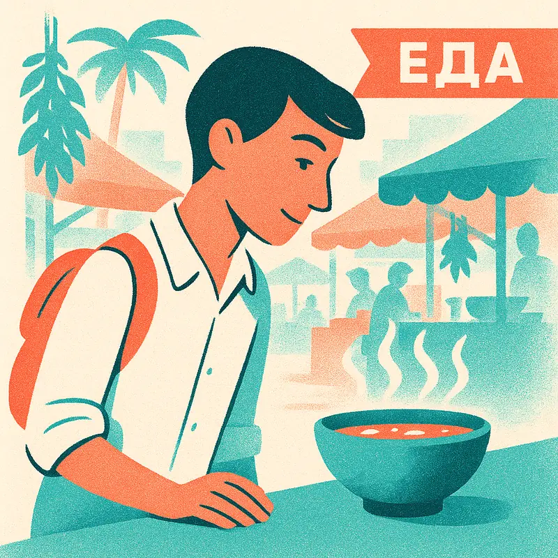 Иллюстрация к заметке: Фо у рынка Đầm утром и бань ми на каждом углу